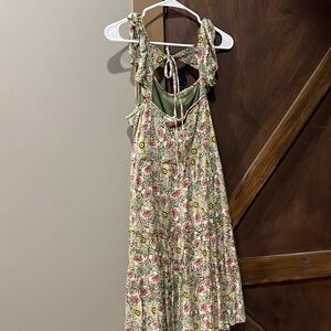 Green floral tiered dress
